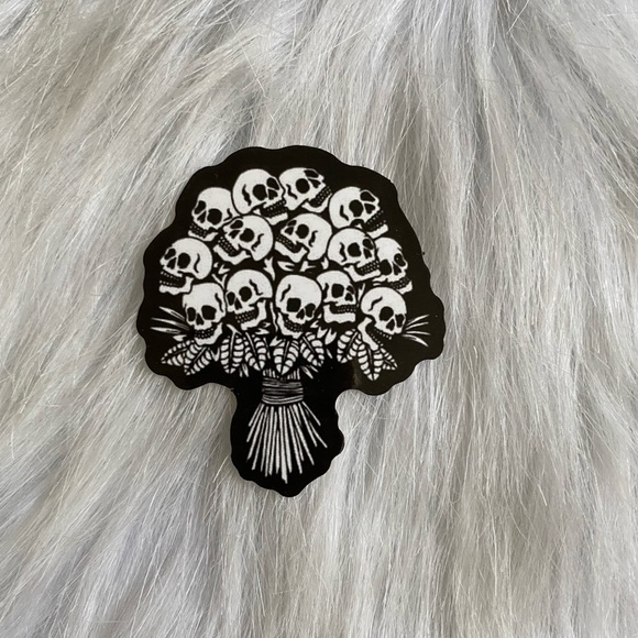 Other - 10/$10 • Skull Skeleton Bouquet Black White Sticker
